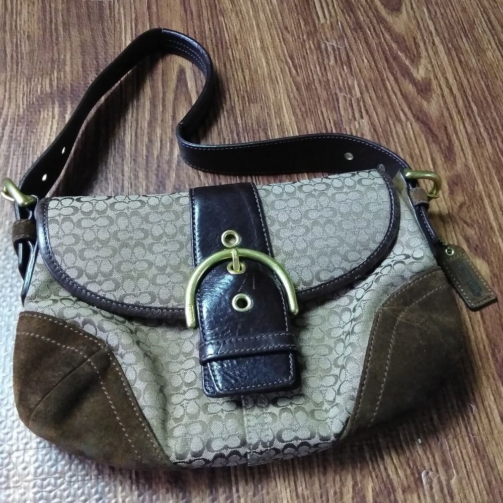 TAN & BROWN COACH SUEDE/LTHR/CANVAS NO.